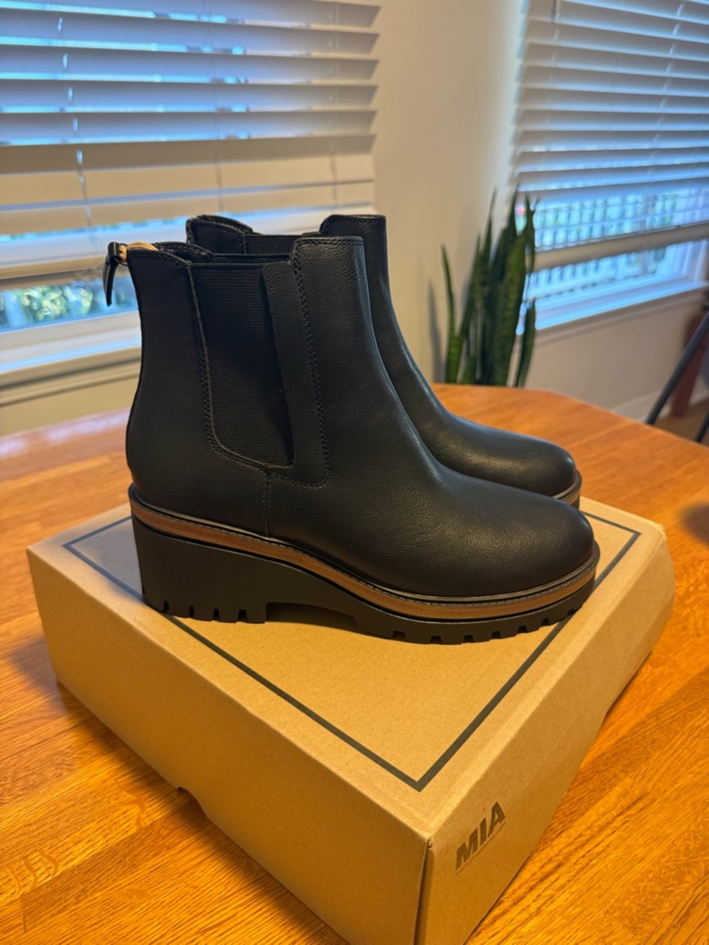 MIA Black Platform Chelsea Booties with Lug Sole